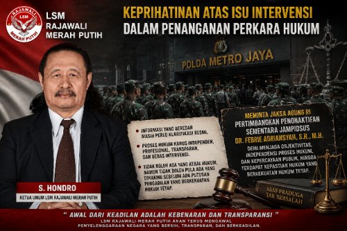S. Hondro Dorong Penegakan Hukum Bebas Intervensi, Usulkan Penonaktifan Sementara Jampidsus Demi Jaga Kepercayaan Publik