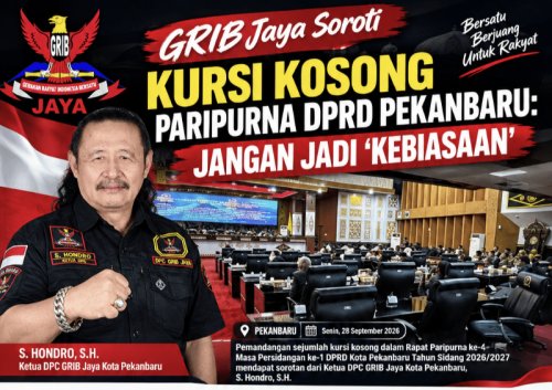 Kursi Kosong Warnai Paripurna P-APBD, S. Hondro Soroti Disiplin Anggota DPRD Pekanbaru: Jangan Hanya Kejar Hak, Penuhi Juga Kewajiban